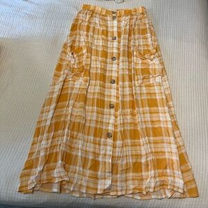 ASOS Yellow Gingham Midi Skirt